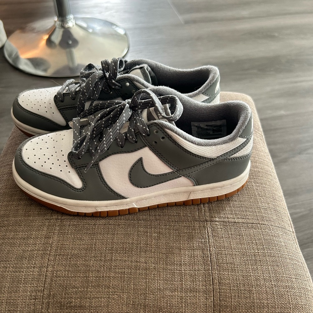 Gray and White Nike Dunks Sneakers